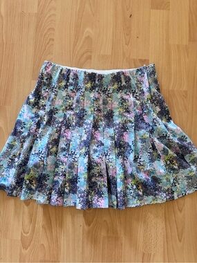 Tee Time Skort Women Medium Blue Floral Pleated Golf Tennis Athletic Mini